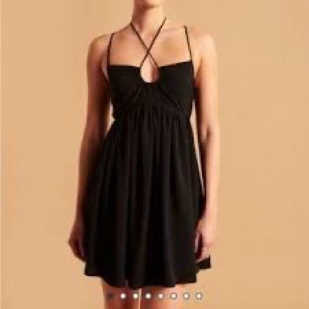 Abercrombie & Fitch Strappy Flirty Mini Dress — Black, Size S (NWT)